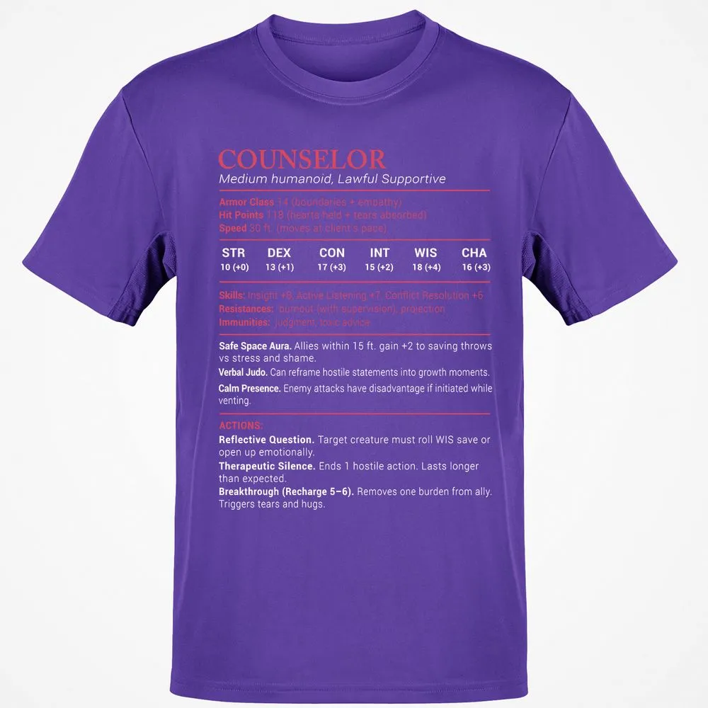 Counselor Stats Classic Unisex T-Shirt - Purple - 9