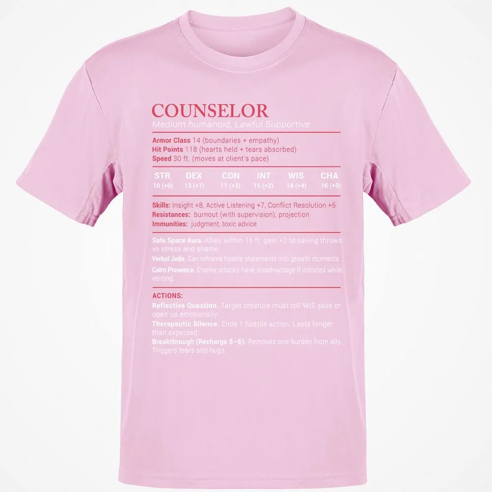 Counselor Stats Classic Unisex T-Shirt - Light Pink - 5