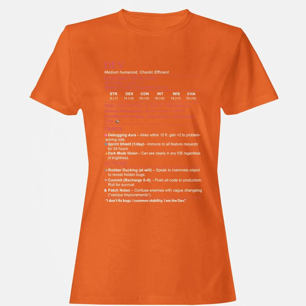 DEV Stats Women's T-Shirt - Orange - 11