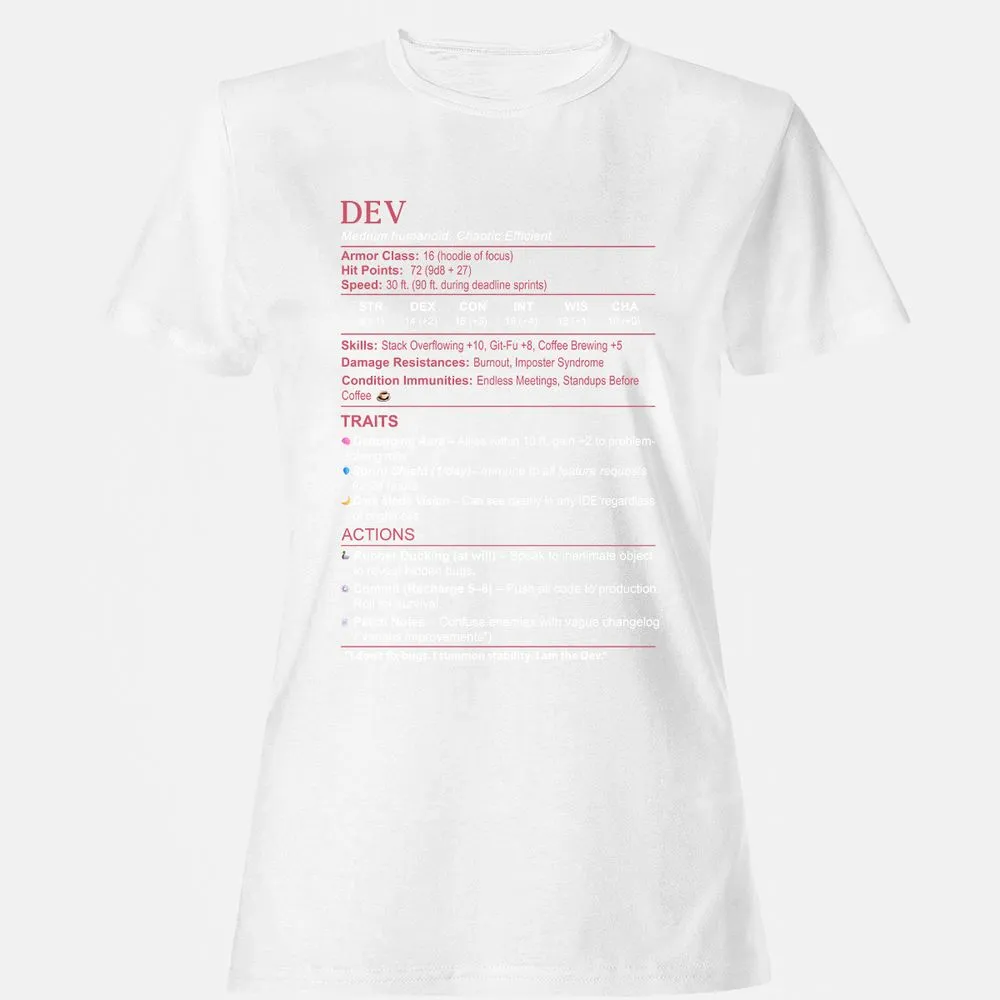 DEV Stats Women's T-Shirt - White - 16