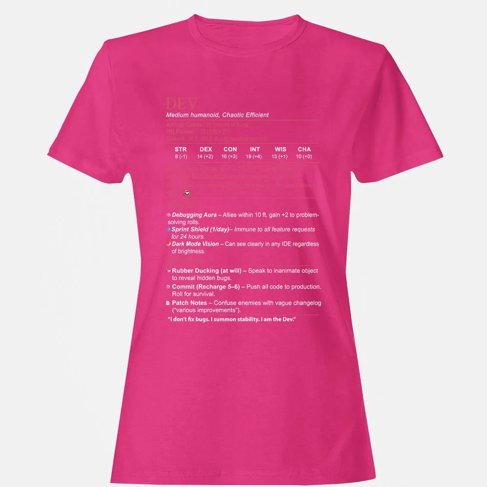 DEV Stats Women's T-Shirt - Heliconia - 6