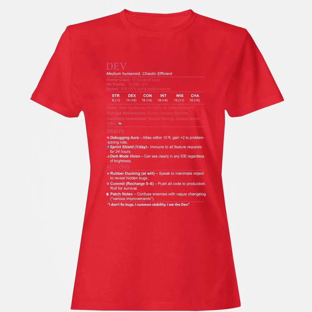 DEV Stats Women's T-Shirt - Red - 13