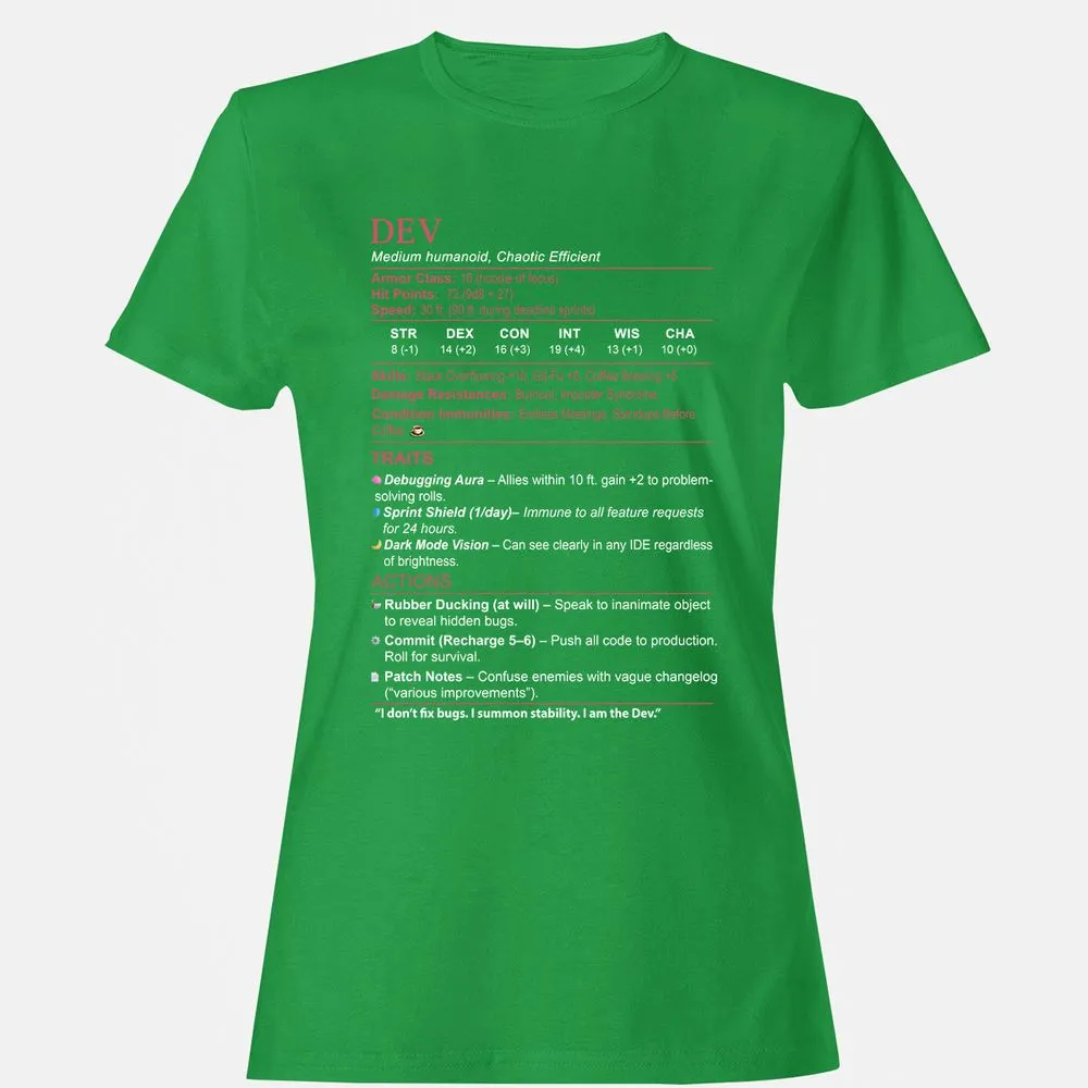 DEV Stats Women's T-Shirt - Irish Green - 7