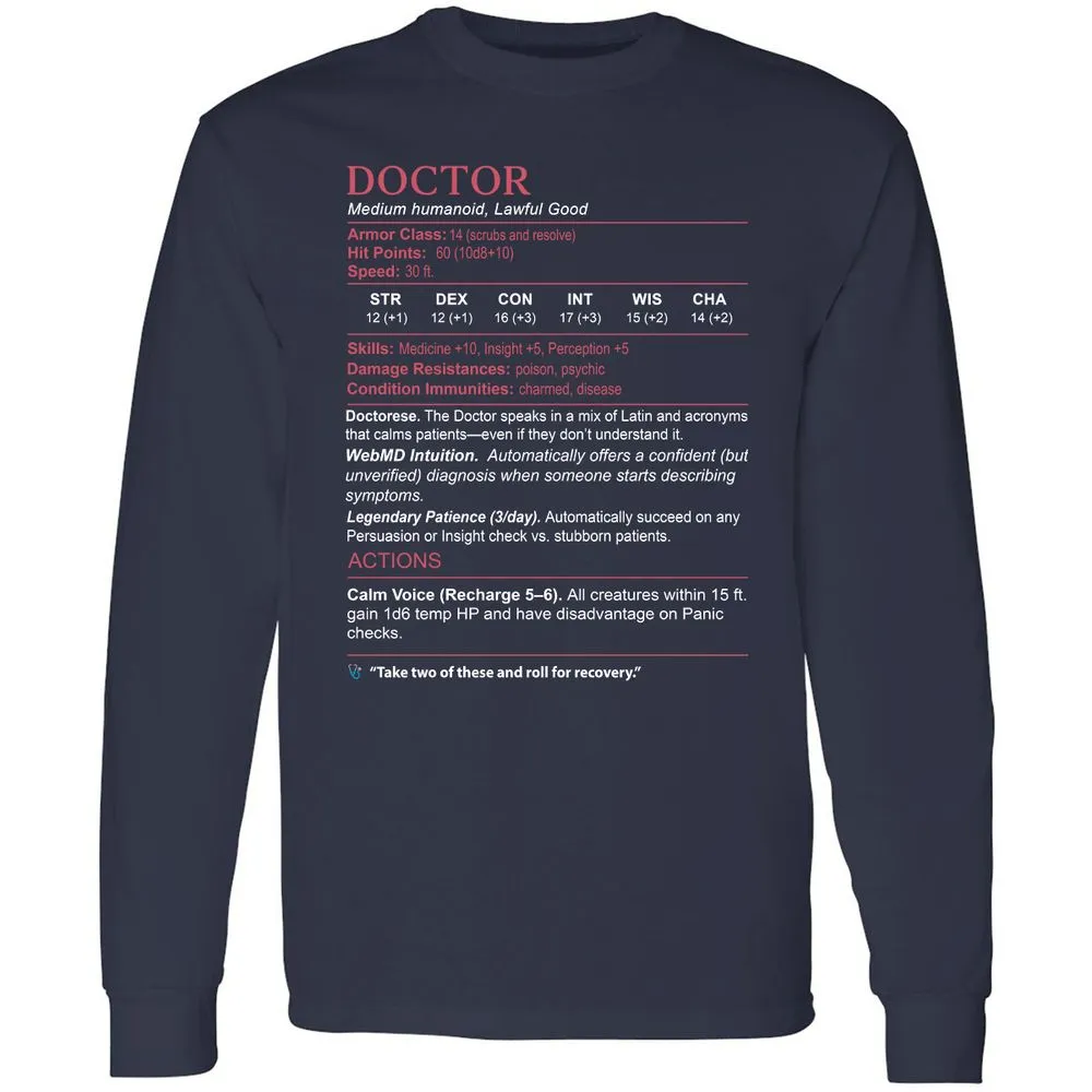 Doctor Stats Long Sleeve T-Shirt - Navy - 2