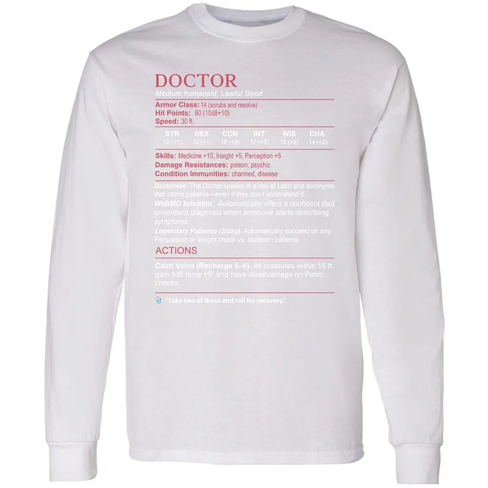Doctor Stats Long Sleeve T-Shirt - White - 5