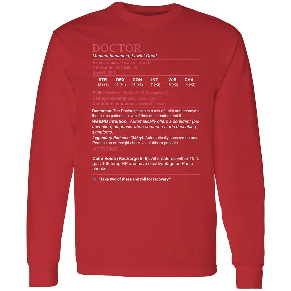 Doctor Stats Long Sleeve T-Shirt - Red - 14