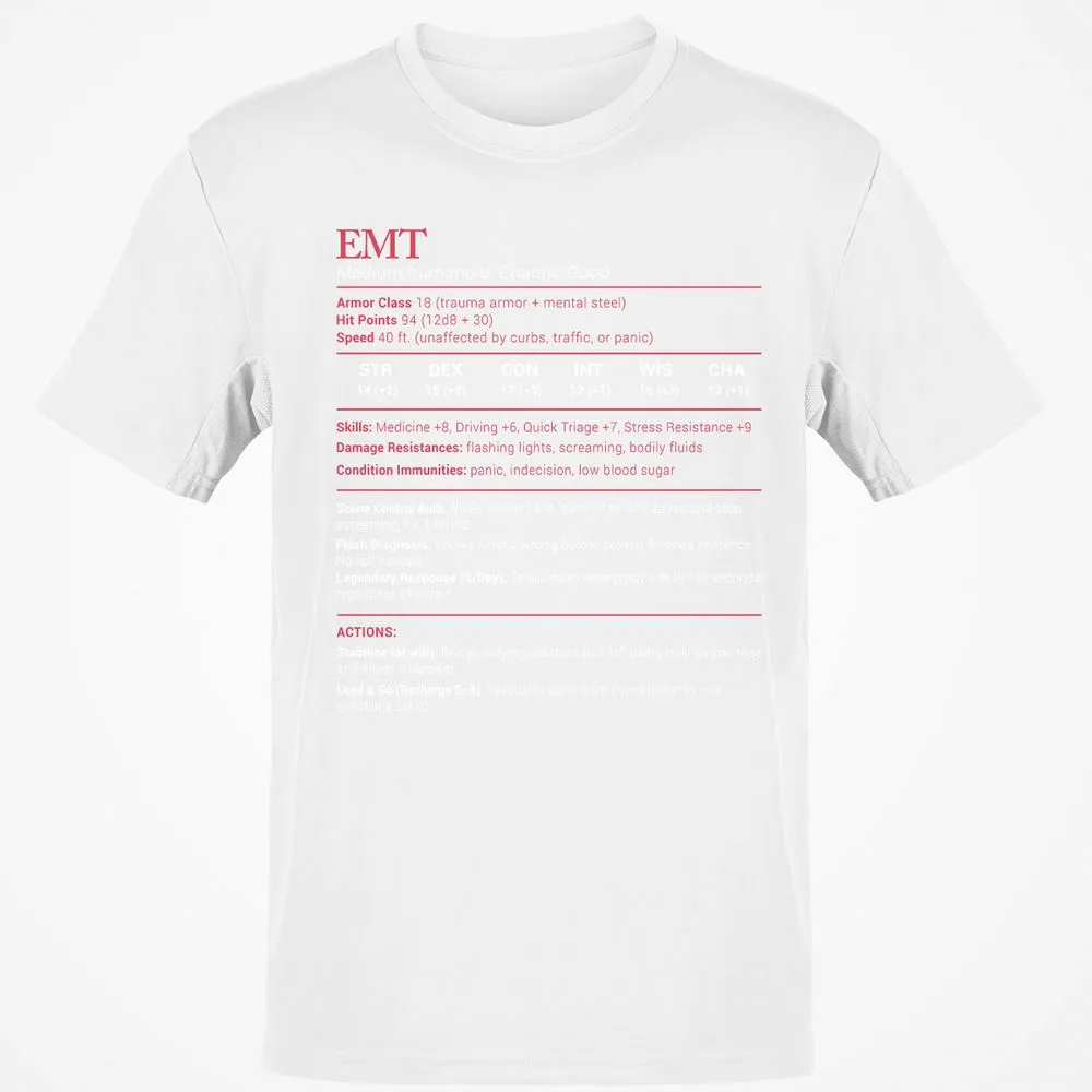 EMT Stats Classic Unisex T-Shirt - White - 12