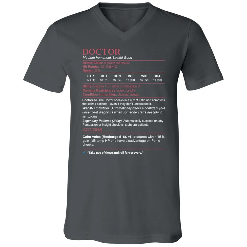 Doctor Stats Unisex V-Neck T-Shirt - Asphalt - 12
