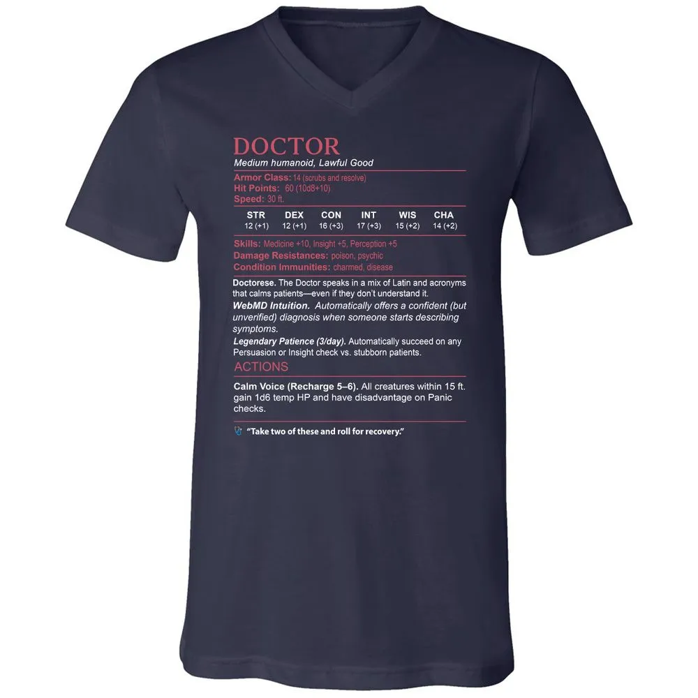 Doctor Stats Unisex V-Neck T-Shirt - Navy - 2