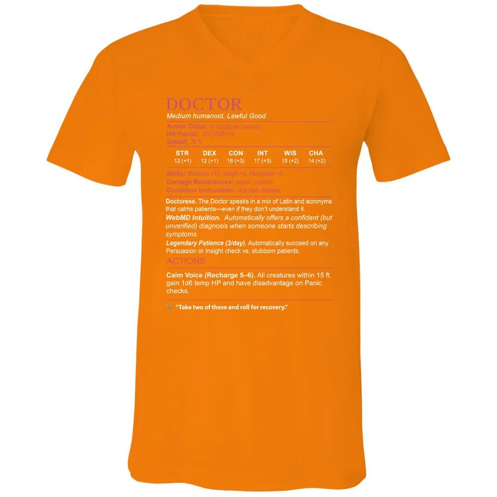 Doctor Stats Unisex V-Neck T-Shirt - Orange - 11