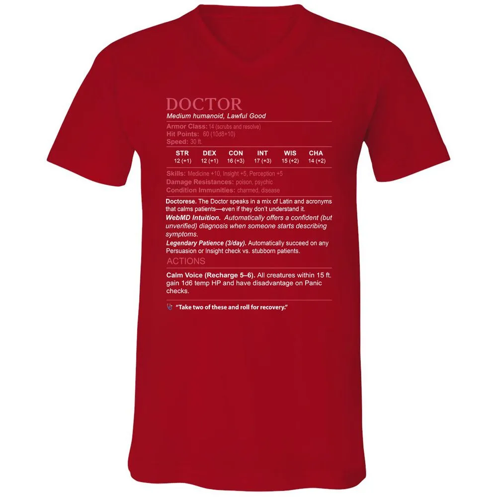 Doctor Stats Unisex V-Neck T-Shirt - Red - 3