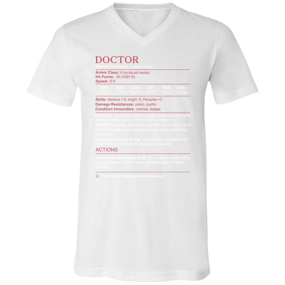 Doctor Stats Unisex V-Neck T-Shirt - White - 5