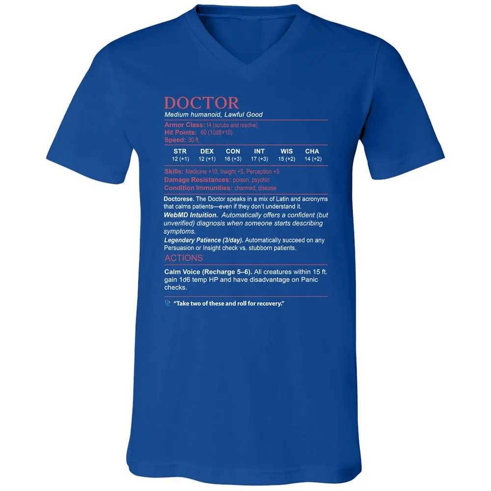 Doctor Stats Unisex V-Neck T-Shirt - True Royal - 4