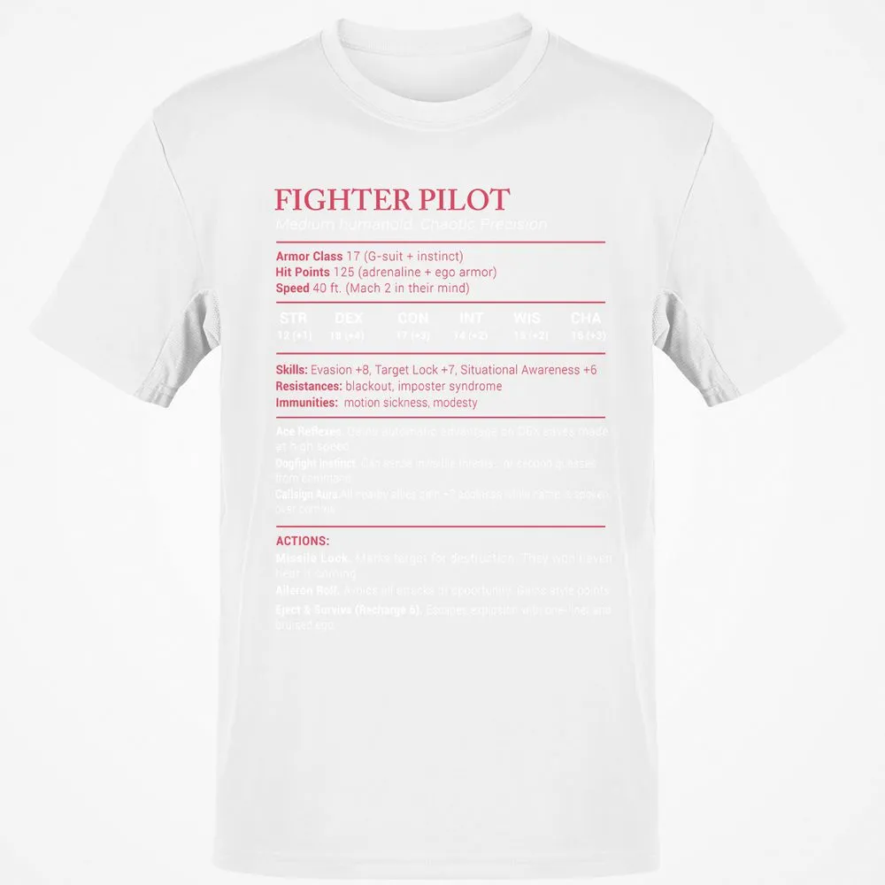 Fighter Pilot Stats Classic Unisex T-Shirt - White - 12