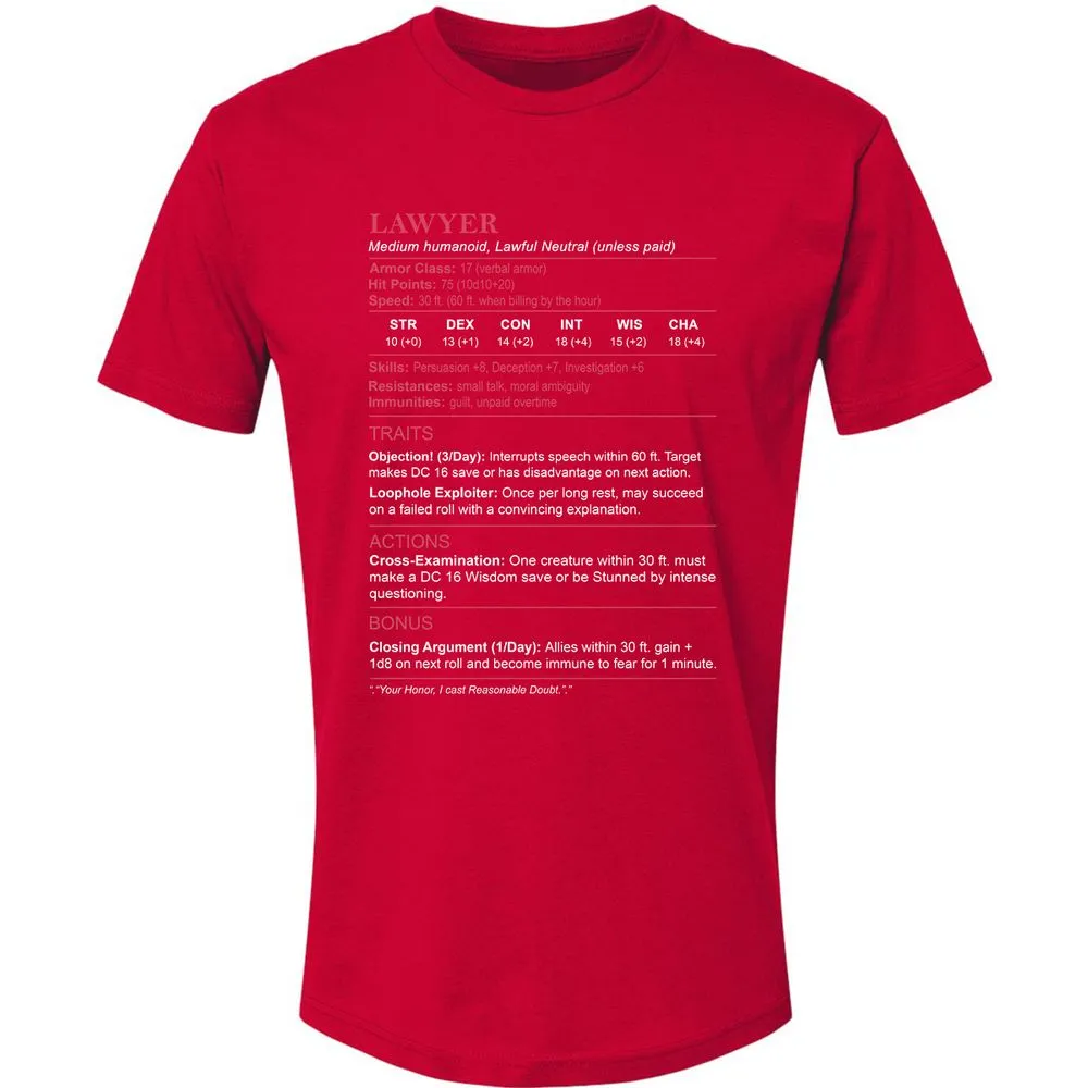 Lawyer Stats Premium Unisex T-Shirt - Red - 6