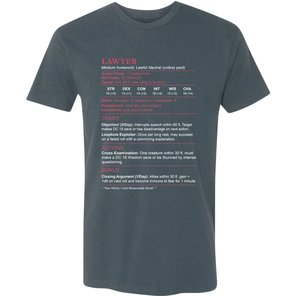 Lawyer Stats Premium Unisex T-Shirt - Indigo - 15