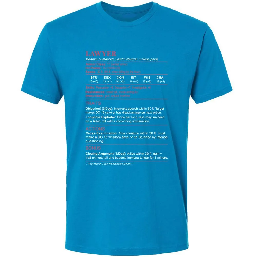 Lawyer Stats Premium Unisex T-Shirt - Turquoise - 16