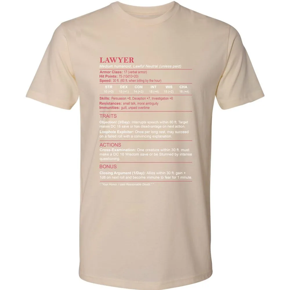 Lawyer Stats Premium Unisex T-Shirt - Cream - 14