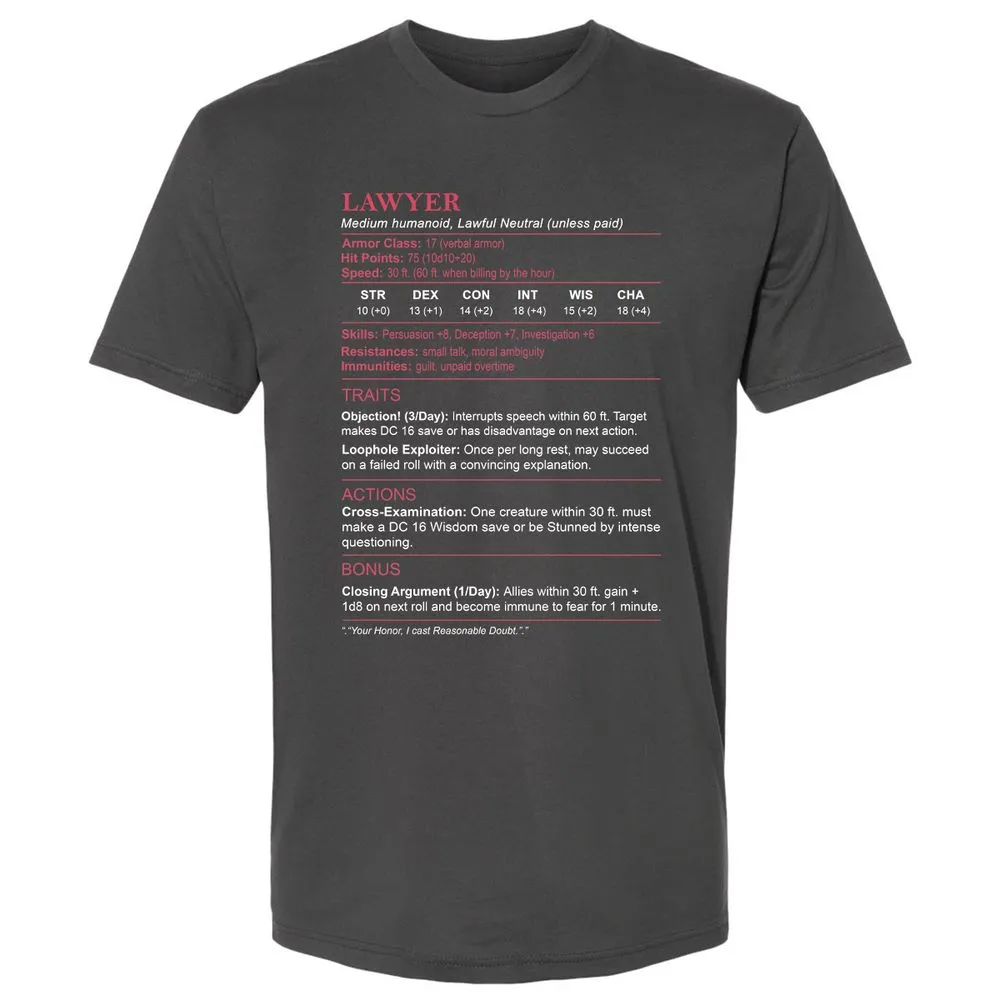 Lawyer Stats Premium Unisex T-Shirt - Heavy Metal - 8
