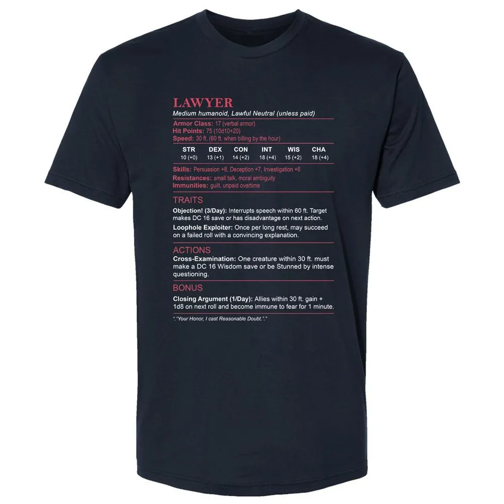 Lawyer Stats Premium Unisex T-Shirt - Midnight Navy - 2