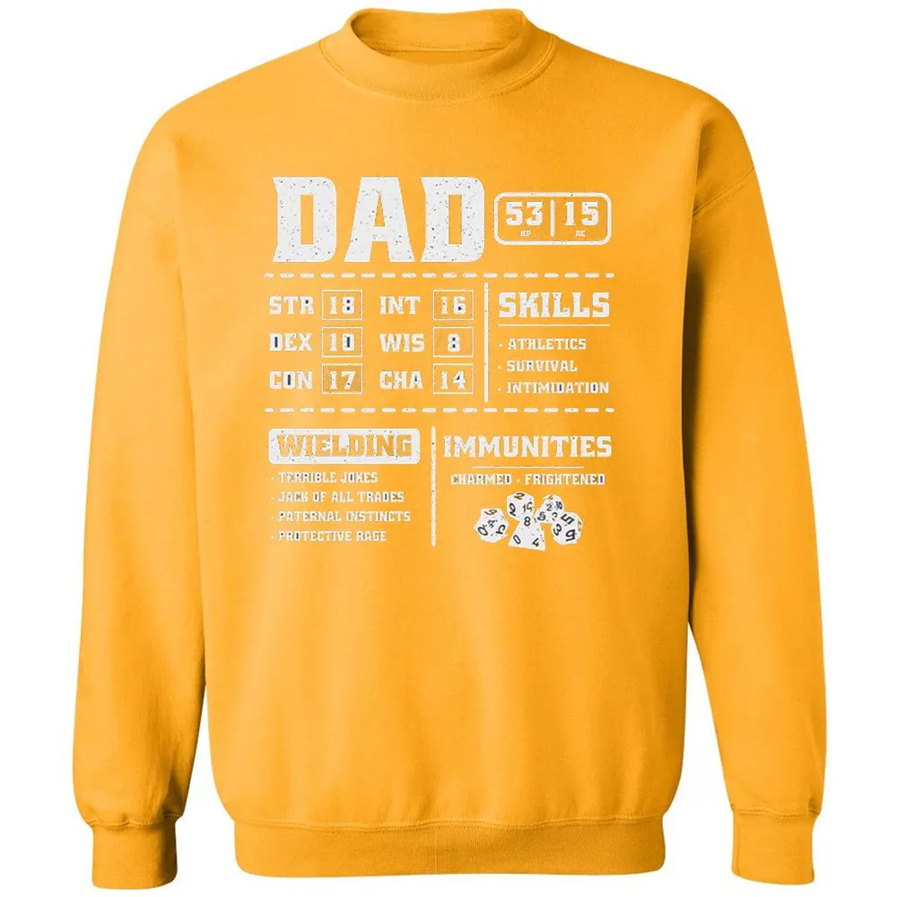 Dad Stat Block 2 Classic Unisex Sweatshirt - Gold - 11