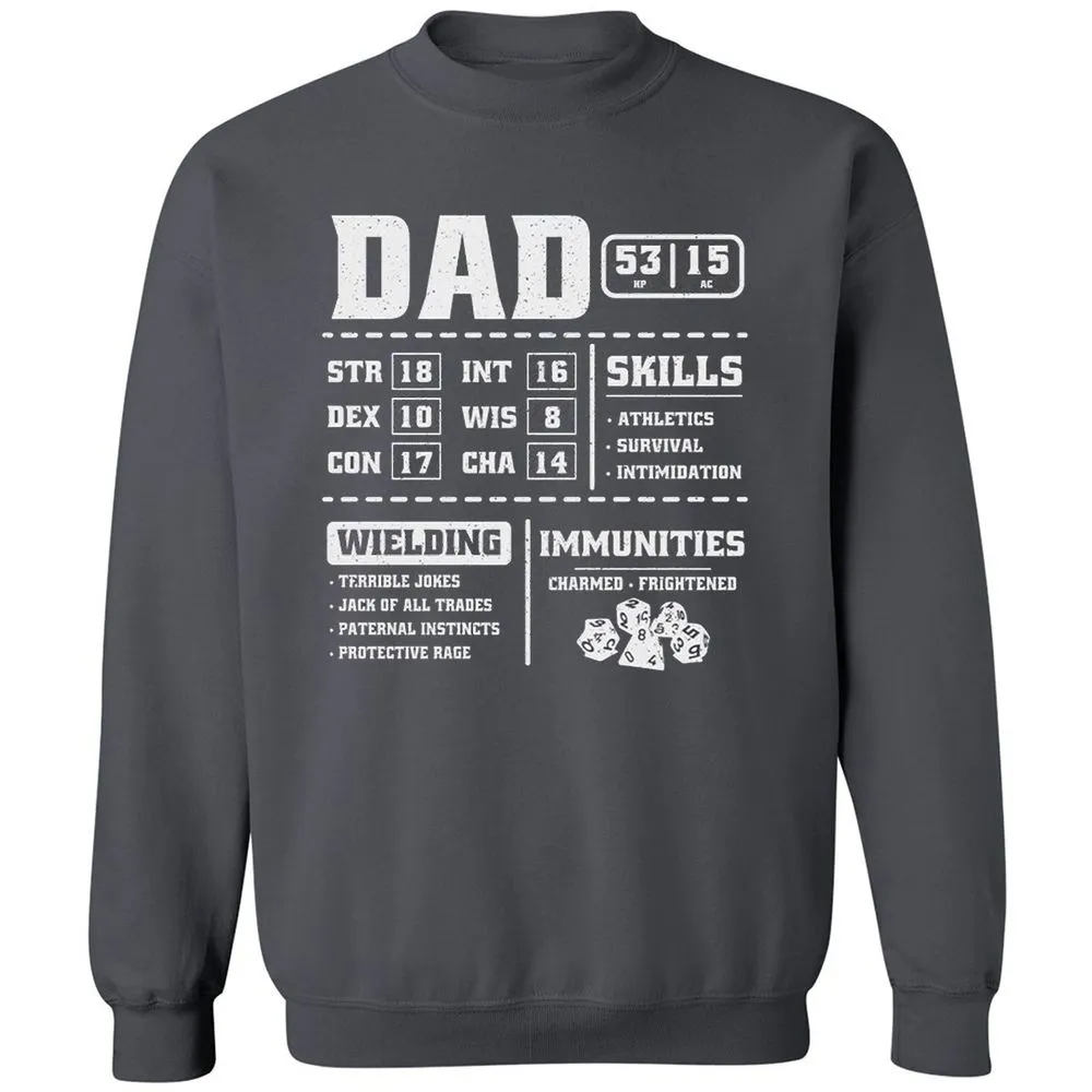 Dad Stat Block 2 Classic Unisex Sweatshirt - Charcoal - 7