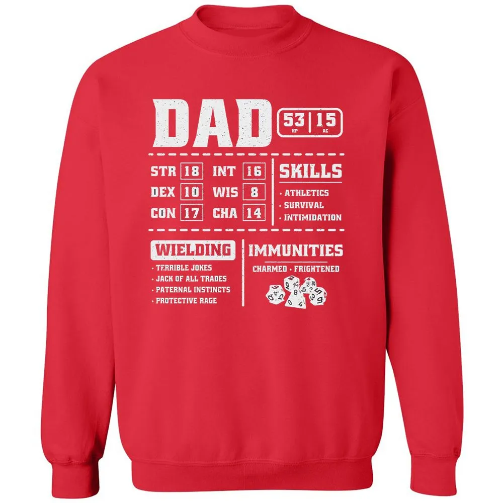 Dad Stat Block 2 Classic Unisex Sweatshirt - Red - 5