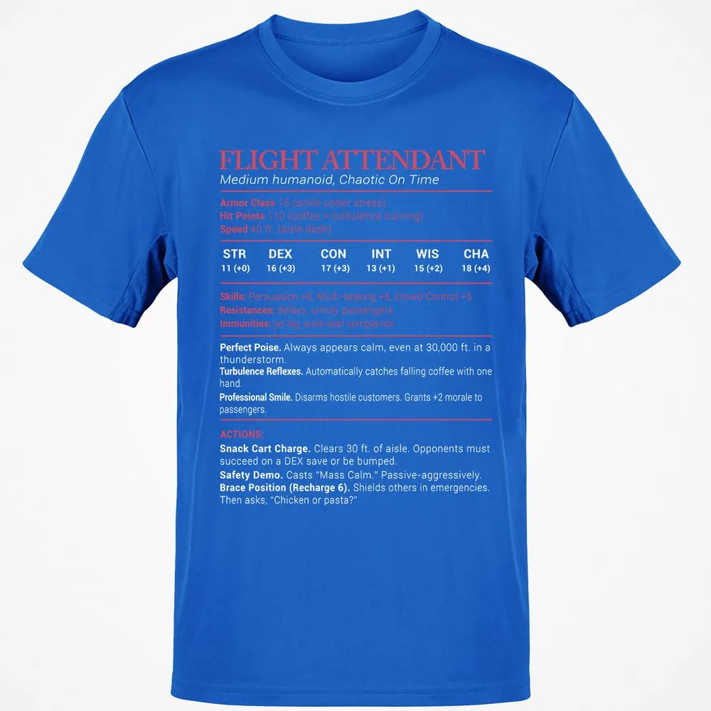 Flight Attendant Stats Classic Unisex T-Shirt - Royal - 11