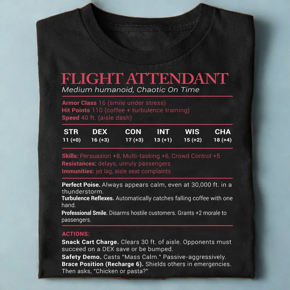 Flight Attendant Stats Classic Unisex T-Shirt - 1