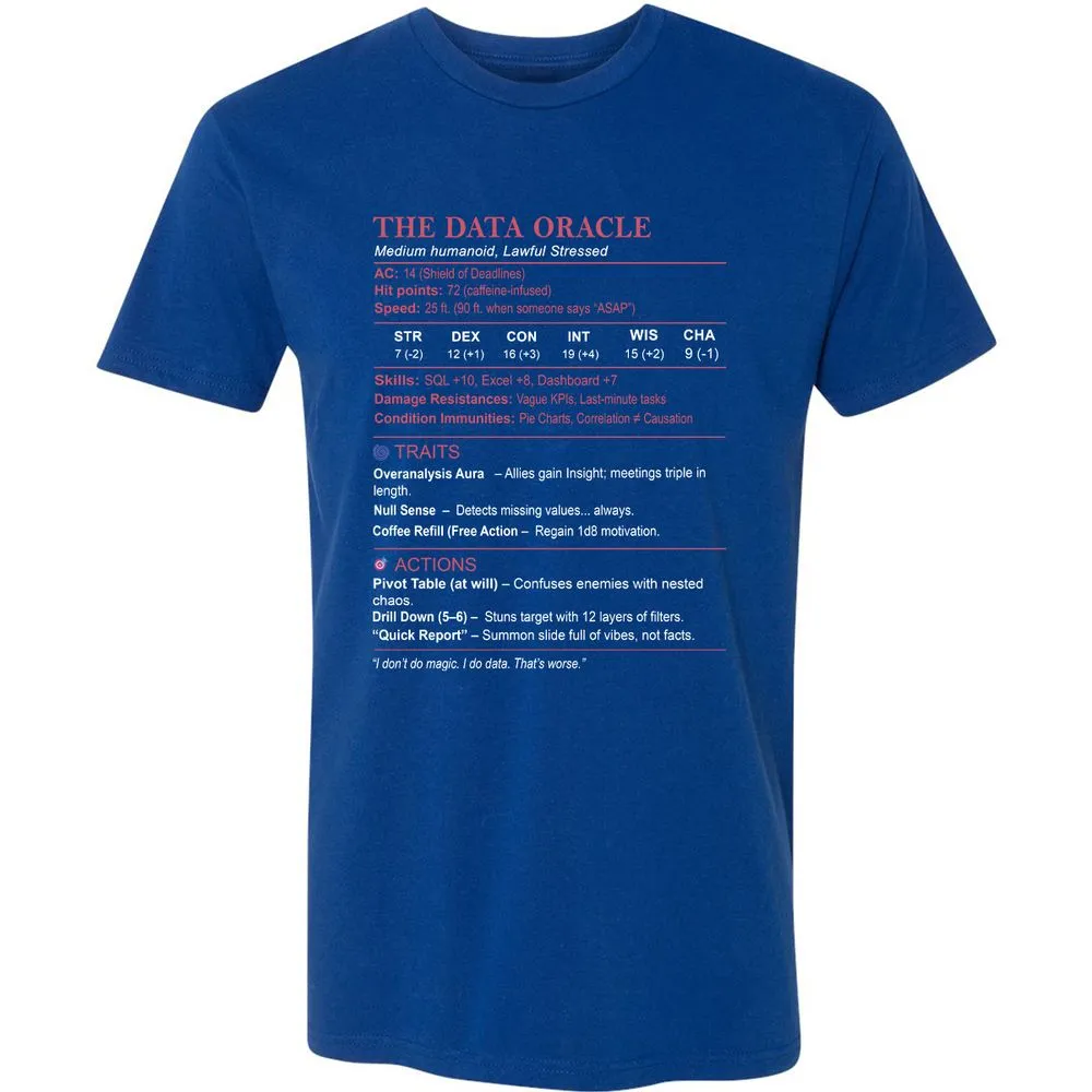 Data Analyst Stats (The Data Oracle) Premium Unisex T-Shirt - Royal - 10