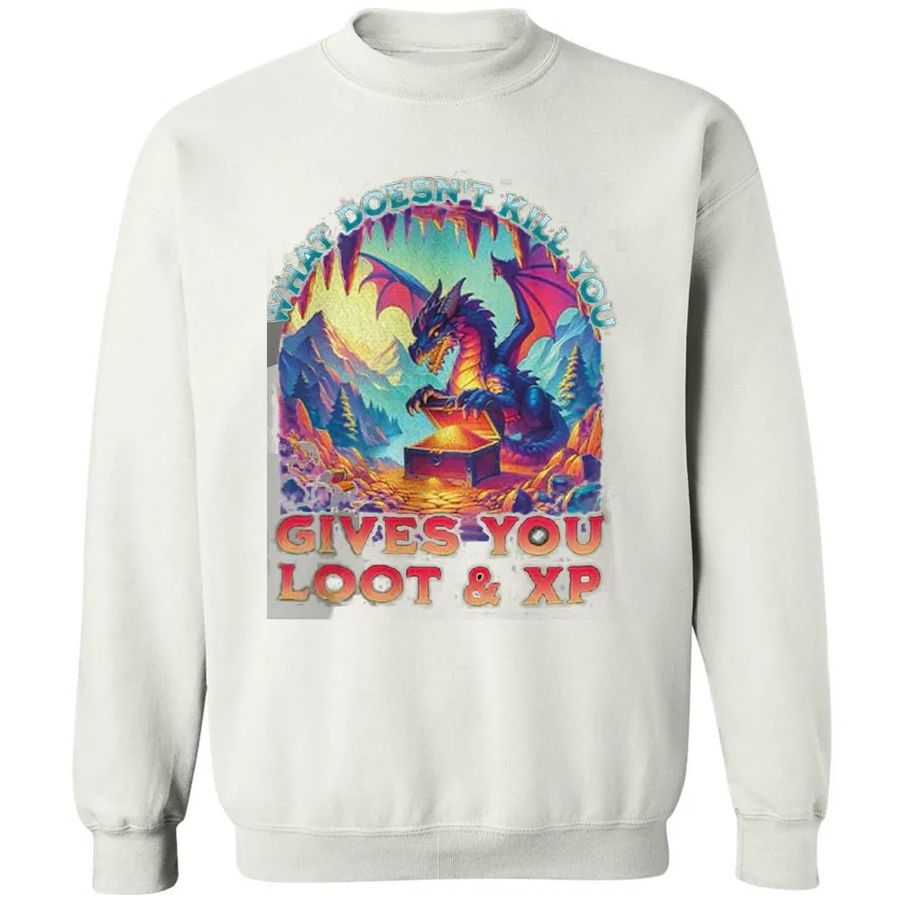 What Doesn't Kill You Give You Loot & XP Classic Unisex Sweatshirt - White - 12