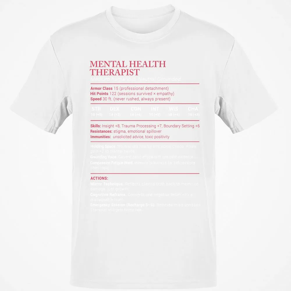 Mental Health Therapist Stats Classic Unisex T-Shirt - White - 12