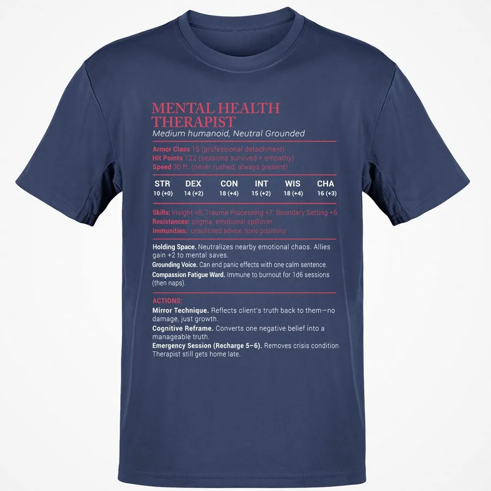Mental Health Therapist Stats Classic Unisex T-Shirt - Navy - 7