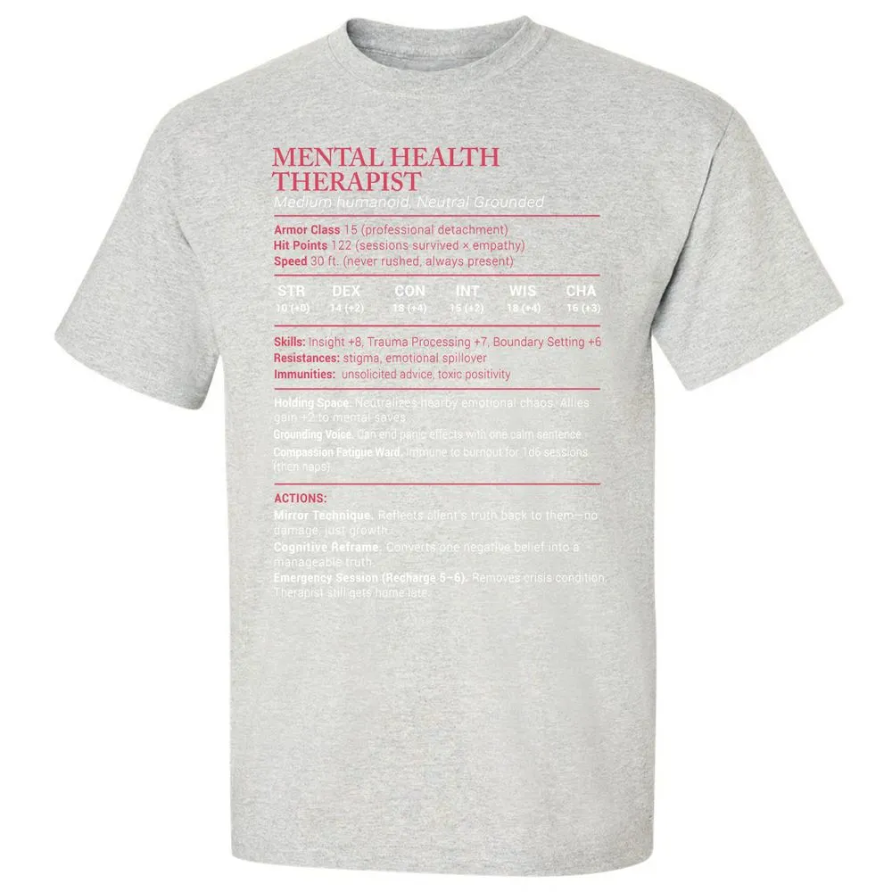 Mental Health Therapist Stats Classic Unisex T-Shirt - Ash - 2