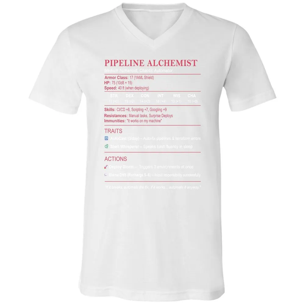 DEVOPS Stats (Pipeline Alchemist) Unisex V-Neck T-Shirt - White - 5