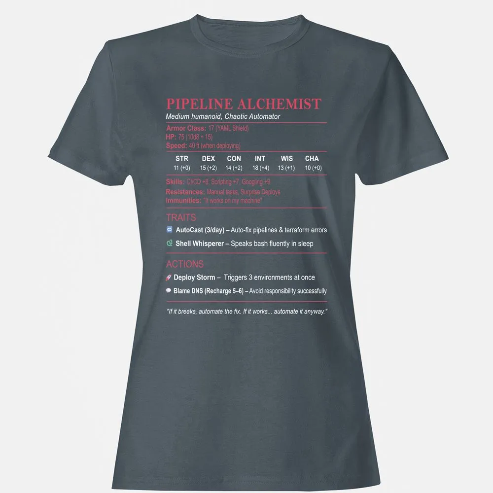 DEVOPS Stats (Pipeline Alchemist) Women's T-Shirt - Charcoal - 3