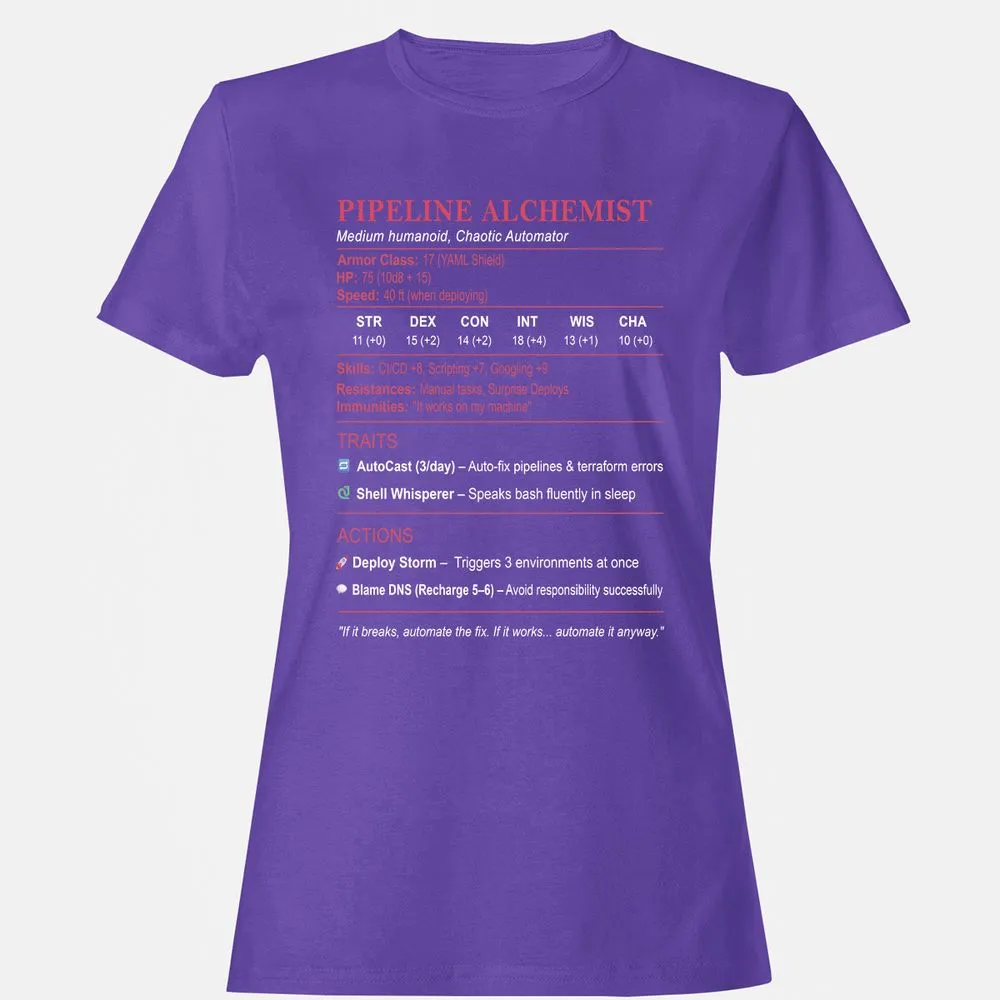 DEVOPS Stats (Pipeline Alchemist) Women's T-Shirt - Purple - 12