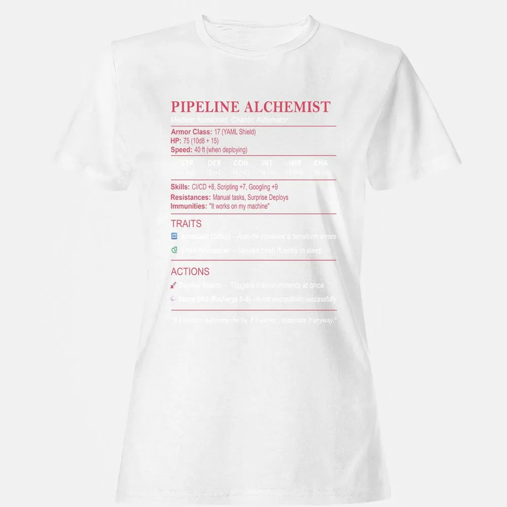 DEVOPS Stats (Pipeline Alchemist) Women's T-Shirt - White - 16
