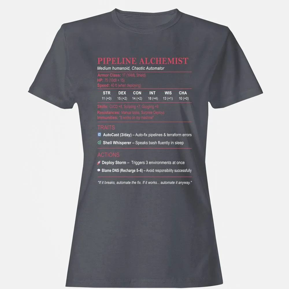 DEVOPS Stats (Pipeline Alchemist) Women's T-Shirt - Dark Heather - 5