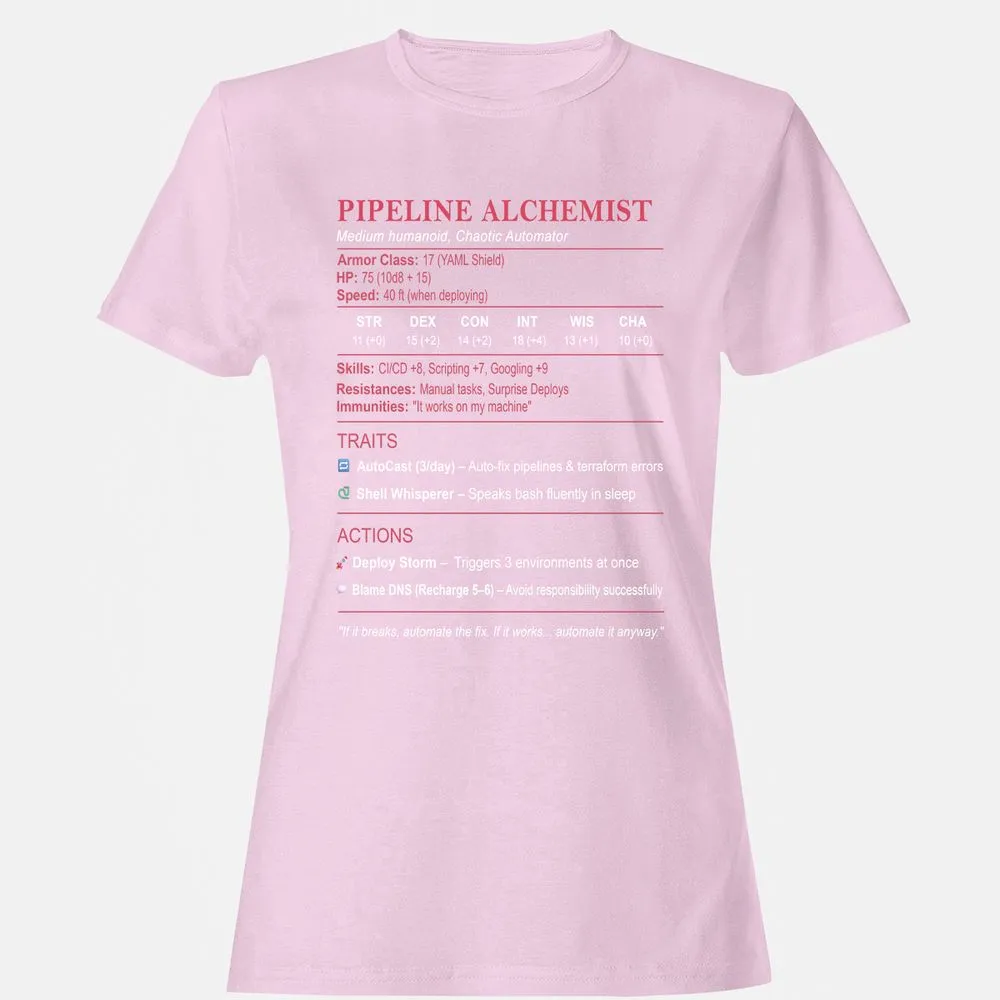 DEVOPS Stats (Pipeline Alchemist) Women's T-Shirt - Light Pink - 9