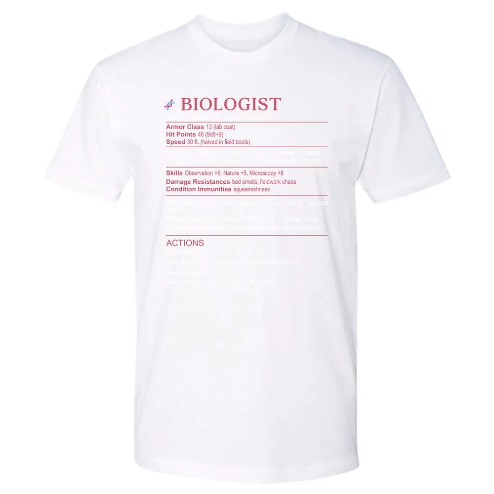 Biologist Stats Premium Unisex T-Shirt - White - 4
