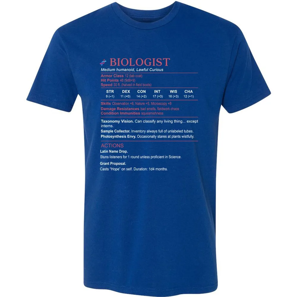 Biologist Stats Premium Unisex T-Shirt - Royal - 10