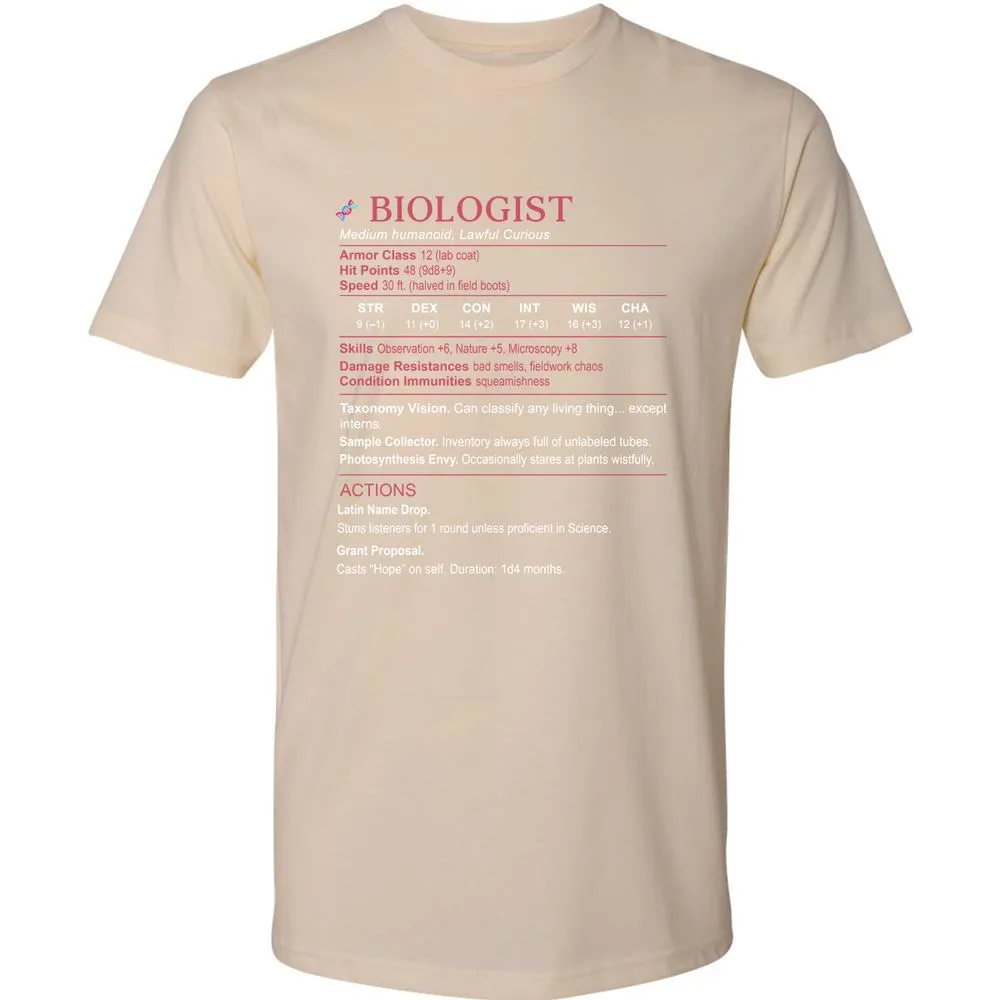 Biologist Stats Premium Unisex T-Shirt - Cream - 14