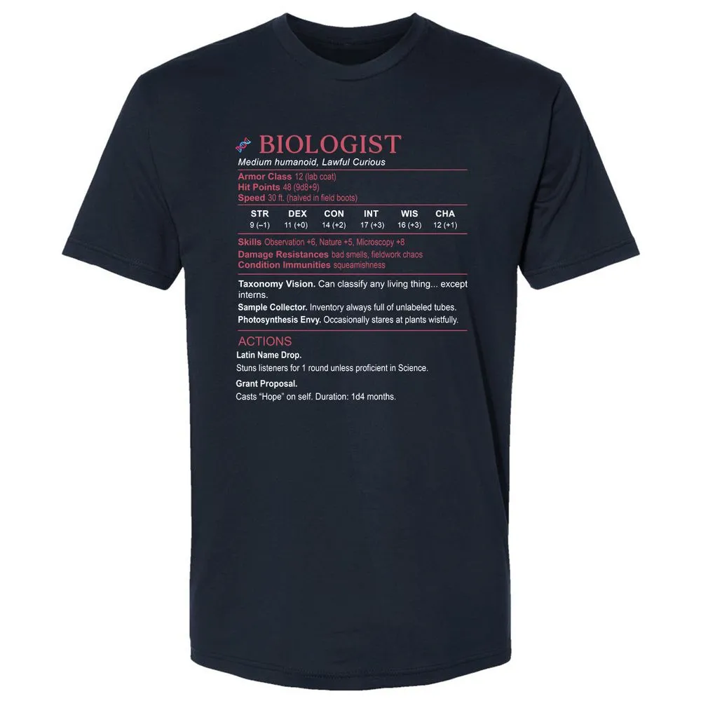 Biologist Stats Premium Unisex T-Shirt - Midnight Navy - 2