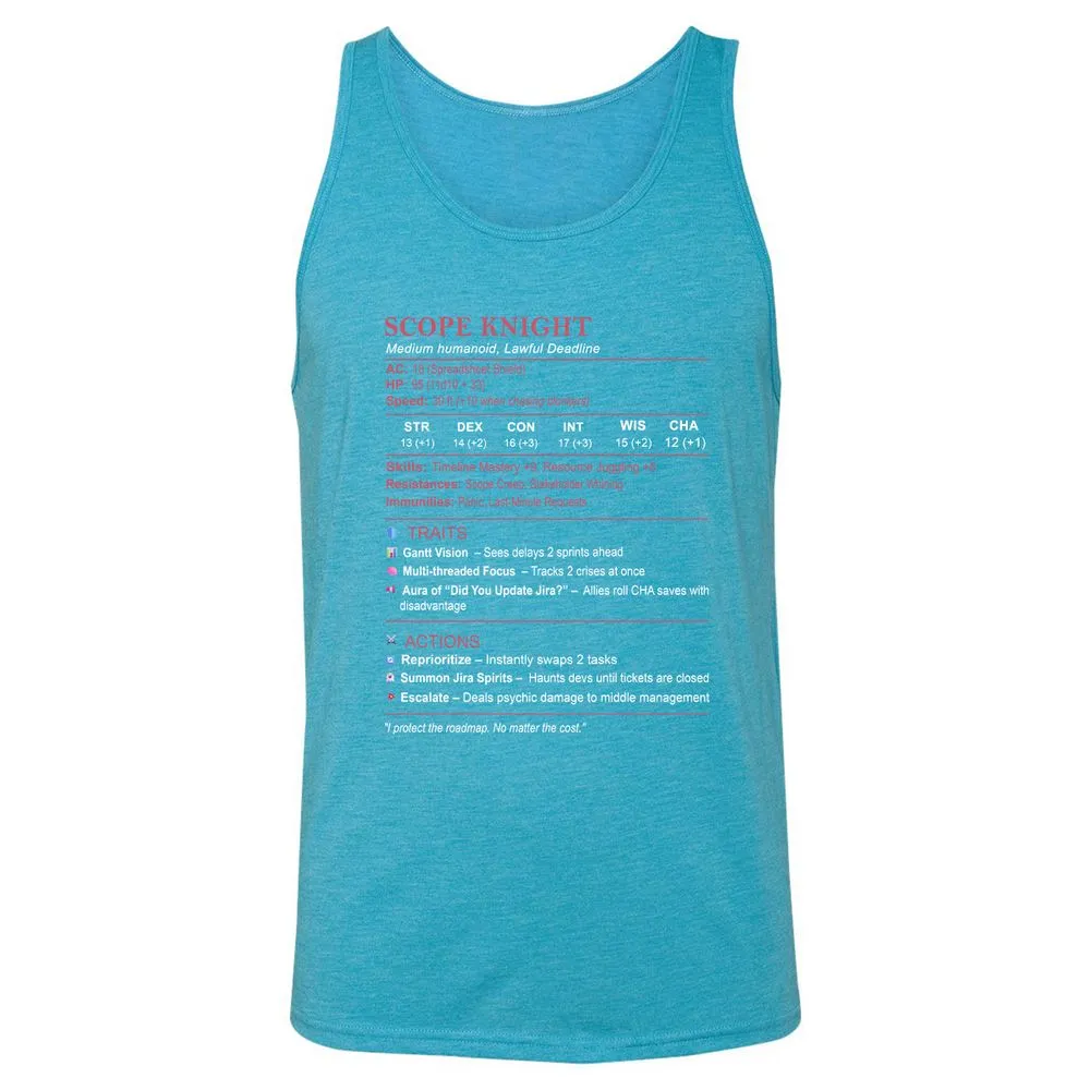 PM Stats Unisex Jersey Tank - Aqua Triblend - 3