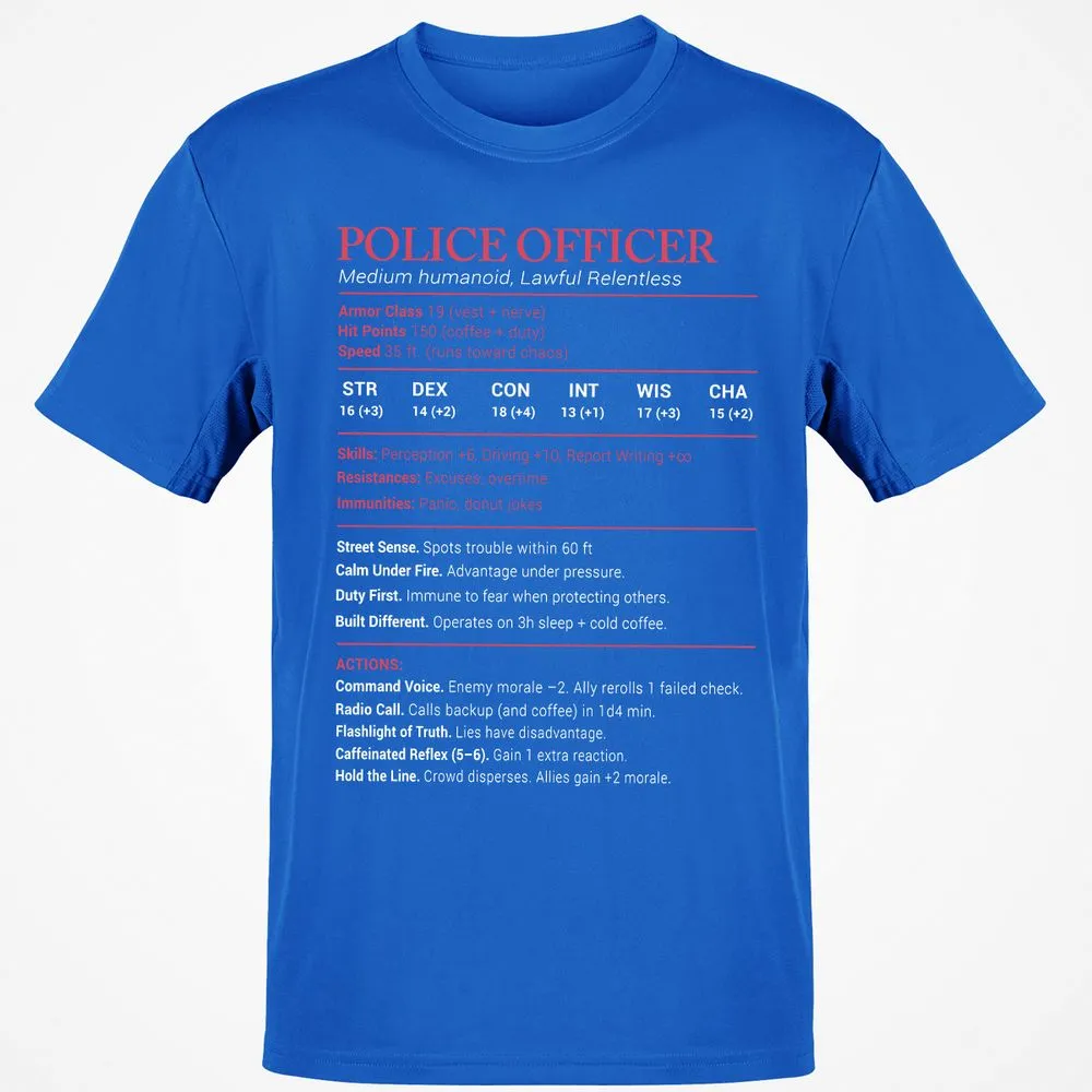 Police Officer Stats Classic Unisex T-Shirt - Royal - 11