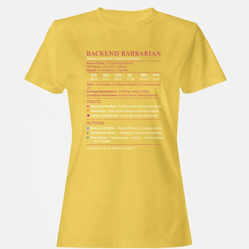 Backend Barbarian Stats Women's T-Shirt - Daisy - 4