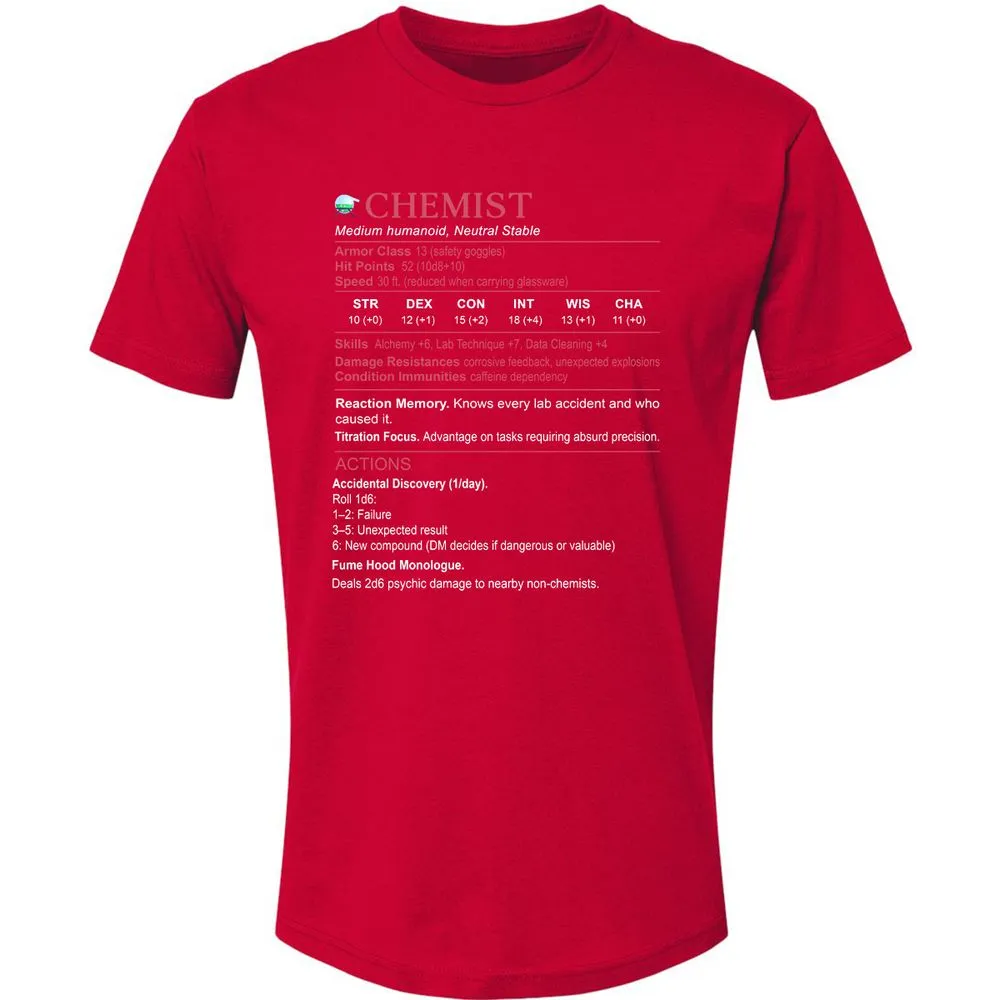 Chemist Stats Premium Unisex T-Shirt - Red - 6