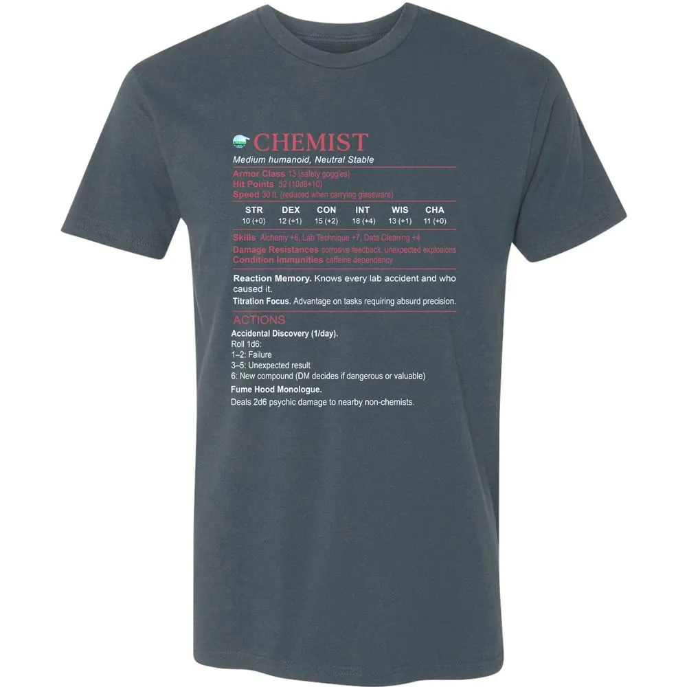 Chemist Stats Premium Unisex T-Shirt - Indigo - 15
