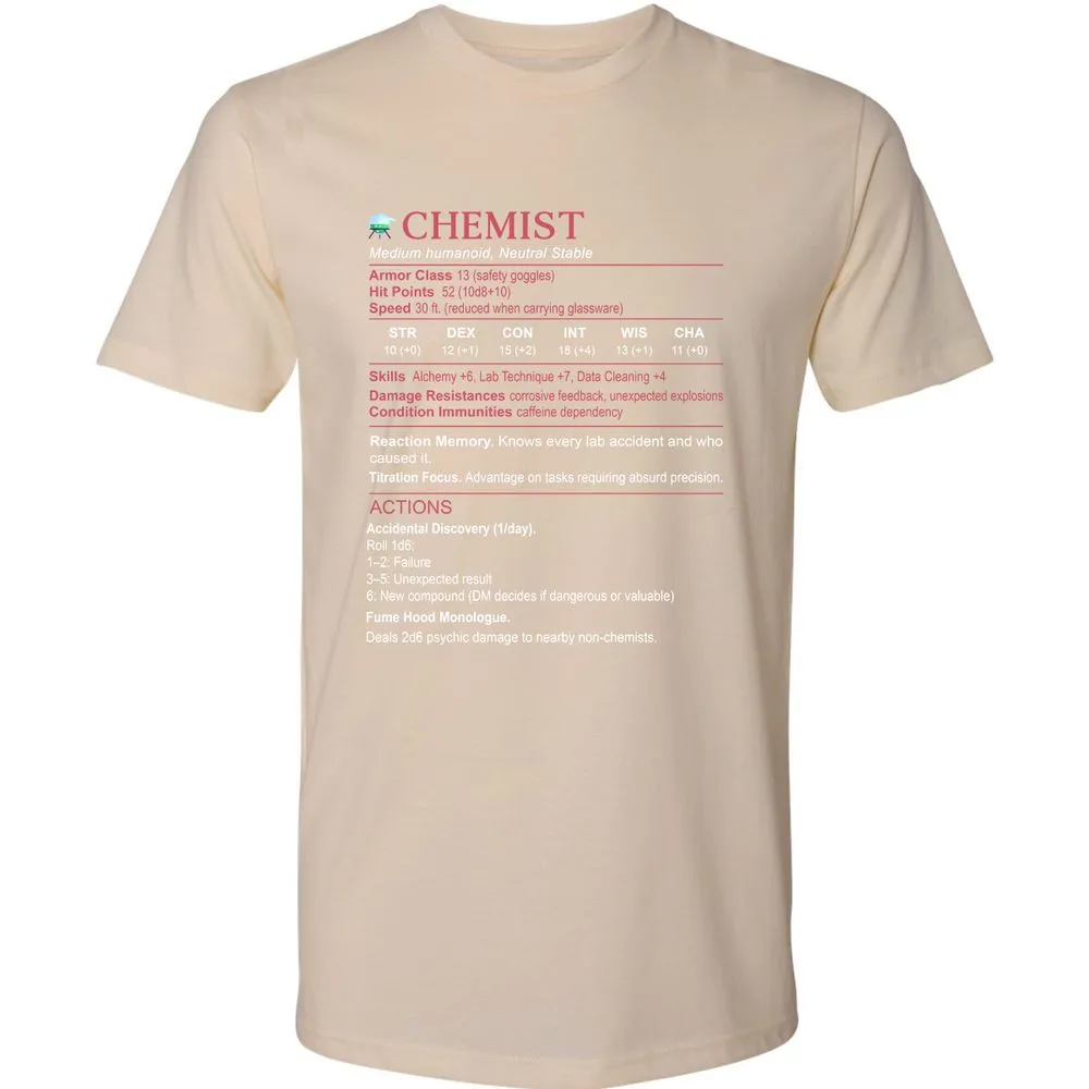 Chemist Stats Premium Unisex T-Shirt - Cream - 14